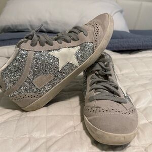 Golden Goose Silver Glitter Superstar Sneakers